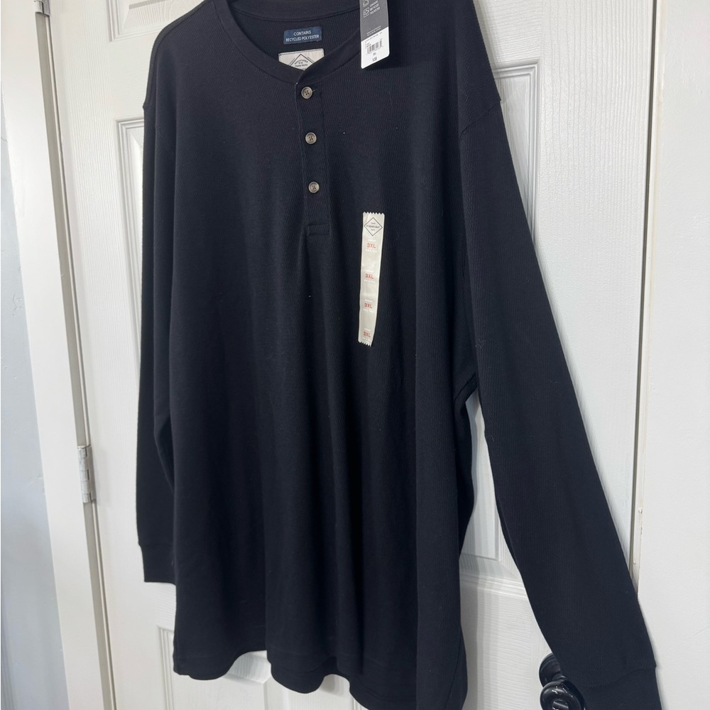 St. John's Bay Black Long Sleeve Henley
